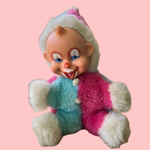 1950’s Vintage Rubber Face Jingle Clown Doll Plush